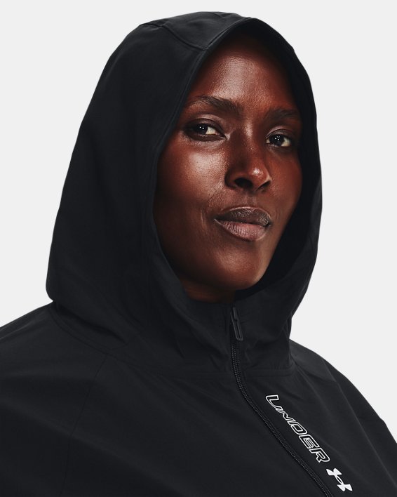 Women's UA Woven Full-Zip Jacket, Black, pdpMainDesktop image number 3